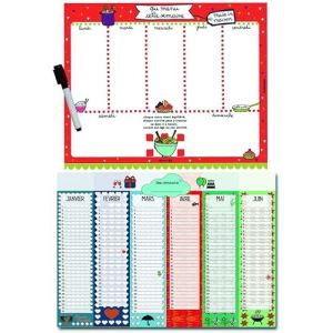 Pack Calendrier Anniversaires p&eacute;rp&eacute;tuel + Semainier aimant&eacute; Menu de la semaine &agrave; remplir pour la famille (Calendrier Evenement, neuf)