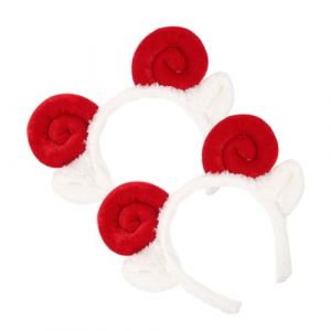 DEARMAMY 2 Pièces -tête à Griffes Bandeau Cosplay Bandeau Oreilles D'animaux Bandeaux De Chèvre Enfants Bandeaux Filles Bandeau De Chèvre Bandeau Oreilles D'agneau Rouge Chiffon (Liiane, neuf)
