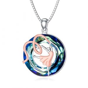 ROMANTICWORK Collier Danseuse Ballerine en Argent Sterling 925 Pendentif Cristal Danseuse Bijoux Cadeau pour Femme (ROMANTICWORK Jewellery, neuf)
