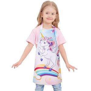 WERNNSAI Tabliers de Cuisine - Licorne Tablier pour Filles Imperm&eacute;ables Enfant avec Poche et R&eacute;glable Peinture Artisanat Peinture Cuisine Jardinage pour enfants 2-5 ans (Nuoly, neuf)