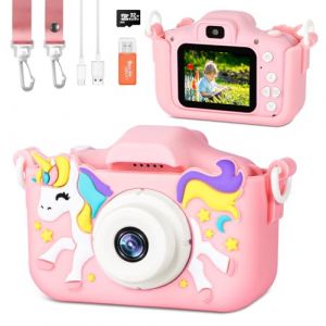 BNEHHOV Appareil Photo pour Enfant avec &Eacute;cran de 2,0" 1080p avec Carte SD de 32 Go, Selfie Appareil Photo Num&eacute;rique pour Les Ann&eacute;es Gar&ccedil;ons et Fille Cam&eacute;ra Rechargeable Cam&eacute;scope Cadeau Licorne Jouet (DOUBLE CHOW LIMITED, neuf)