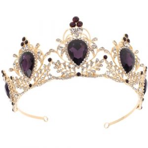 Beaupretty 1 Pc couronne classique et couronne d'or costume couronne violet voile de mariée Luxe accesoire cheveu femme diadème baroque violet cheveux de mariage couronne baroque Violet,mauve (lorianca, neuf)
