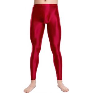 AIEOE Hommes Pantalon Mince Huileux Brillant Leggings &Eacute;lastique Corsaire Transparent Pantalon Clubwear Taille &Eacute;lastique Leggings Sport Collants XXL (QYou, neuf)