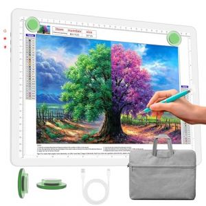 Phylosal Bloc lumineux A4 rechargeable avec sac de transport, bo&icirc;te &agrave; lumi&egrave;re magn&eacute;tique ultra fine pour dessin, peinture diamant, tableau lumineux avec bouton lat&eacute;ral, table lumineuse super lumineuse (Phylosal, neuf)