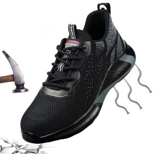 JOISIDE Chaussures de Sécurité Femmes 44 Baskets Securite Hommes Garçon Légère Enfants Chaussure de Randonnée Embout Acier Protection été Kevlar Noir 226 (chaunglong, neuf)