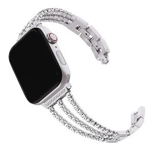 Compatible avec Apple Watch SE 44mm Bracelet Series 4/5/6, Bling Bling Bracelet de Montre Sangle en Acier Remplacement Compatible avec iWatch Ultra 2 49mm 45mm 44mm 42mm Series SE/1/2/3/4/5/6/7/8/9 (Prseen, neuf)