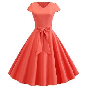 Robe Ann&eacute;es 50 Vintage Femme Retro Rockabilly Pin-Up Chic Et Elegante Robes sans Manche Dos Nu Ann&eacute;es 1950 50 60 Swing Casual Dress De Mariage Audrey Hepburn Retour Soir&eacute;e F&ecirc;te (qiaoxiahe, neuf)