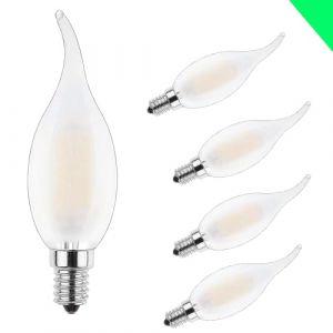E14 LED candle light , 5W 6000k lumi&egrave;re blanche froide LED bougie ampoule, c35l LED saumure remplacement 40W halog&egrave;ne, AC 220 - 240V, 360 &deg; angle de faisceau, Filament Verre D&eacute;polie Flamme (5 pi&egrave;ces) (xindaxin, neuf)