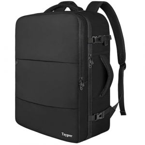 Taygeer Sac à Dos Voyage Cabine, Bagage Cabine 55x40x20, 46L Grande Capacité, Travel Backpack avec Ordinateur 18 Pouces & Port USB Charger, Bagage à Main pour Lufthansa/Air France Léger Homme, Noir (Juswination EU, neuf)