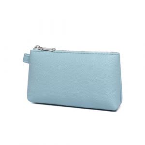 YONBEN Sac &agrave; main simple et pratique en cuir synth&eacute;tique pour maquillage - Petit sac de rangement exquis, PU/bleu phtalocyanine, Simple et facile (YONBEN, neuf)