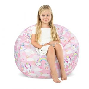 Decalsweet Sac Rangement Jouet Peluche Enfant, Rangement Pliable Enfants, Sac &agrave; Haricots avec Fermeture &Eacute;clair, Grande Capacit&eacute; pour V&ecirc;tements et Ranger des Jouets, Bulle de Licorne(Housse Seulement) (Decalsweet, neuf)