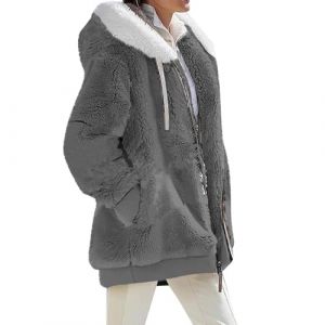Manteau Hiver Femme Blouson Fit Impermeable Laine Veste En Daim Chaud Polaire Ext&eacute;rieur Grande Taille Duvet Noel Gris Fonc&eacute; XL (SHONTON, neuf)