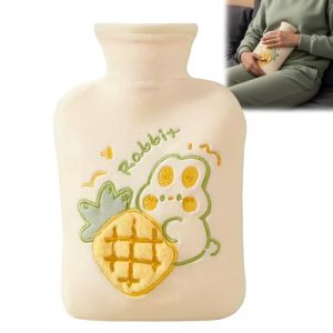 Bouillotte Avec Housse En Non-Tiss&eacute;, 1L Bouillotte Caoutchouc Naturel, Bouillottes Peluche Eau Chaude, Caoutchouc Bouillottes Amovible, Aide &agrave; Fournir Les Plus De Chaleur Et De Confort (Jaune) (Hanyina, neuf)