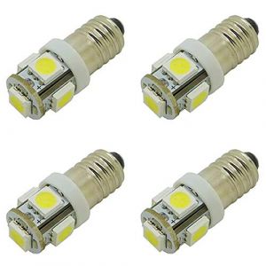 weihong Lot de 4 ampoules LED E10 à culot rotatif EY - Culot à vis 6 V 12 V 5 SMD - 0,5 W 40 lm (12 V, lumière blanche chaude) (WeiHong Lighting, neuf)