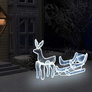 DJEKA Renne Lumineux Noël Exterieur Noël Renne Noel Exterieur Traineau Pere Noel Exterieur Lumineux cerf de Noel pour intérieur et extérieur -Blanc froid-120 x 63 cm (yeyetee, neuf)