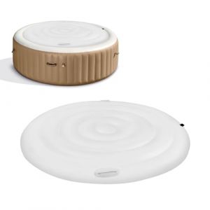 mumisuto Couvercle de Bain à Remous, PVC Couverture De Spa Gonflable, Protection & Conservation de la Chaleur, Couverture Whirlpool Durable pour Intérieur & Extérieur (Rond, 140cm) (Mairubo, neuf)