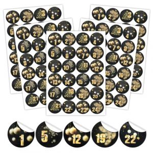 5 x 24 Autocollants Calendrier de l'avent, Autocollants Chiffres pour Calendrier de l'avent, Autocollants pour Calendrier, Chiffres pour Calendrier de l'avent, Sacs en Tissu, Coffrets Cadeaux (lanshengkeji, neuf)
