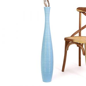 Leewadee Grand Vase A Poser Au Sol pour Branches D&eacute;coratives De Pampa, Vase en Bois De Manguier, 85 cm, Bleu (Leewadee, neuf)