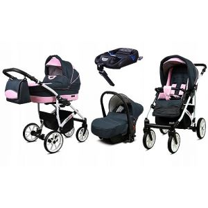 BabyLux&reg; Enfant Poussette Combin&eacute;e Set 4 en 1 - Largo - incl. Nacelle, Canne, Si&egrave;ge de voiture, ISOFIX Base - Si&egrave;ge Auto - Landau B&eacute;b&eacute; - avec Sac &agrave; langer, Habillage pluie etc. (BabyLux-shop, neuf)