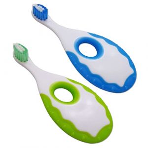 Dental Aesthetics Brosses à dents pour bébés, 2 brosses à dents (1 bleue, 1 verte), Poignée circulaire anti-étranglement, Bleu, Vert (Dental Aesthetics Dental Supplies, neuf)