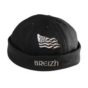 Bonnet Docker - Miki Breton - Bob Homme - Brod&eacute; Drapeau Breton Noir (Couleurs Dici, neuf)