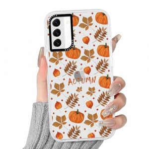 Kivlclri Automne Halloween Coque pour Samsung Galaxy S22 5G 6,1'', Etui Transparente Silicone Autumn Fall Feuilles d'&eacute;rable Citrouille Aesthetic Motif Design, Protection Case Antichoc Fille TPU Housse (Ulbrich Suzana, neuf)