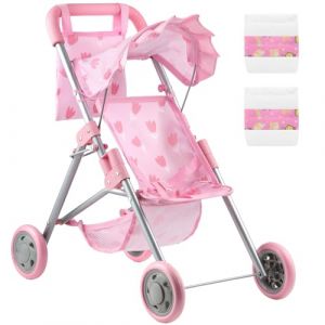 GAGAKU Poussette pour poupée pour Enfants, Poussette Pliable avec Panier de Rangement et Sac, Couches - Accessoires pour poupées Reborn de 45 cm pour Filles et Enfants de 3 Ans et Plus, Motif Tulipe (WisleDirect FR, neuf)