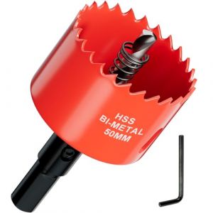 Scie cloche Bi-M&eacute;tal 50 mm - Profondeur de coupe jusqu&rsquo;&agrave; 25 mm - Id&eacute;ale pour bois, plastique, cloisons s&egrave;ches, placo, contreplaqu&eacute; et m&eacute;taux - Avec Adaptateur et Foret de centrage (HP(HuiPu) Imports Inc., neuf)