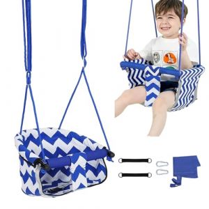 Balancoire Bebe Exterieur, Balançoire Enfant Interieur Extérieur pour Bébé, Siege Balancoire Bebe avec Ceinture de Sécurité, Convient aux Jardins Intérieurs et Extérieurs(Bleu) (AIMUXI, neuf)