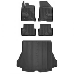 MOTOS Kit de tapis de voiture et de tapis de coffre en caoutchouc pour Renault Laguna II 2001-2007 Améliorez votre confort de voyage avec tapis antidérapant voiture 3D- Tapis de sol voiture tous temps (MOTOS EU, neuf)