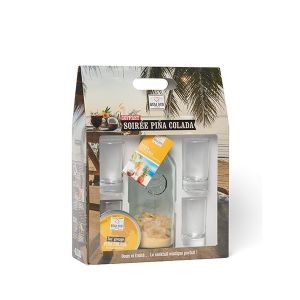 Quai SUD Coffret Soir&eacute;e Pi&ntilde;a Colada | Coffret | Valisette en Carton (Carafe Pi&ntilde;a Colada - 4 Bocks - 1 Suc' Givrage Pi&ntilde;a Colada) (QUAI SUD, neuf)