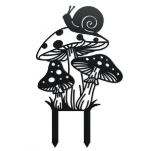 WADORN Piquets de Jardin D&eacute;coratifs en M&eacute;tal D'Escargot et de Champignon, Statues Amusantes en M&eacute;tal Escargot et Un Champignon Ornement de Jardin Plante Cadeau D&eacute;cor pour Ext&eacute;rieur Cour Patio Pelouse (WADORN EU, neuf)