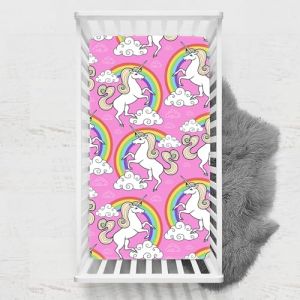 Odot Drap Housse pour Lit de Bébé, Impression de Licorne Draps Housses Enfants Respirant Douce Extensible Protège Matelas pour Lit Bébé, Berceau, Lit Parapluie (60x120 cm,nuage) (Odot, neuf)