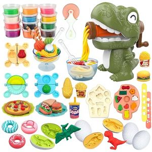 VBACALA 47 PCS Accessoires Pâte à Modeler Enfants Jouet Creatives Plasticine Outils, Dinosaure Coffret Pate a Modeler Pasta Machine, Kitchen Creation Clay Kit 3 Ans Cadeau Anniversaire Fille Garçon (VBACALA TOYS, neuf)