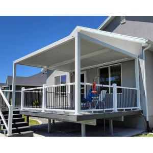 PURPLE LEAF Pergola Bioclimatique 4,24 x 3 m Pergola Aluminium Lames Orientables Superficie 12,72 m² Tonnelle de Jardin Exterieur Belvédères pour Patio Terrasse Exterieur, Blanc (PURPLE LEAF, neuf)