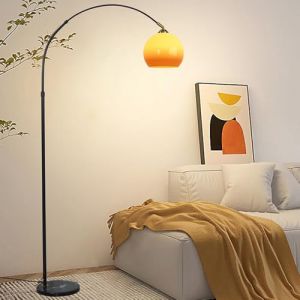 KlkrzJwy Lampadaire Moderne En Verre Globe Lampadaire &Agrave; Arc En Fer R&eacute;glable En Hauteur Lampe Haute &Agrave; Base De Marbre Avec Interrupteur &Agrave; Pied E26 Dimmable Lampe Sur Pied Pour Bureau Salon Espace Canap&eacute; (KlkrzJwy FR Factory Lighting, neuf)