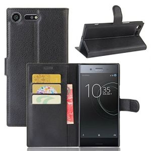 COPHONE&reg; Etui Coque Housse de Protection Noir en Cuir pour Sony Xperia XZ Premium Etui porteufeuille Noir Haute qualit&eacute; pour Sony Xperia XZ Premium (CoPhone, neuf)