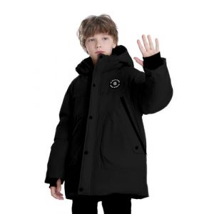 Sunny Sprout Manteau garçon hiver - Doudoune épaisse avec capuche polaire et manches coupe-vent Noir 14 ans (WSES, neuf)