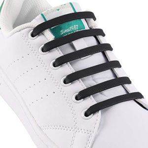 SDARMING No Tie Lacets de Chaussure pour Enfants et Adultes, Lacets Élastiques Sans Nœud en Silicone pour Chaussures de Sport, Lacets Sans Laçage Élastique Impérmeable, noir, taille unique (SDARMING, neuf)