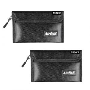 Airfish Lot de 2 Sacs d'argent ignifuges, 12,7 x 20,3 cm, Portefeuille Ignifuge, Sac étanche avec Fermeture éclair, Petit Sac Ignifuge pour Objets de Valeur, Noir (Airfish, neuf)