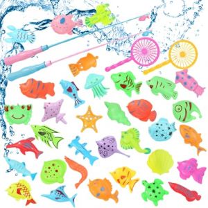 38 Pièces Jouet de Peche aux Canards Magnétique, Jouets de Bain pour Bébé Enfant Fille Garcon, Jeu d'eau Éducatif, Piscine Pêche Ensemble pour Jeu de Baignade (QUQU JIANING, neuf)