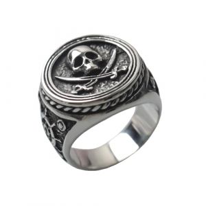 VELESAY Bague Homme Acier Inoxydable Bagues Chevaliere T&ecirc;te de Mort Bagues Vintage Gothique Skull Bague Retro Rock Skull Anneaux Bague Homme Cr&acirc;ne Bague Bijoux US13 (VALESAY store, neuf)