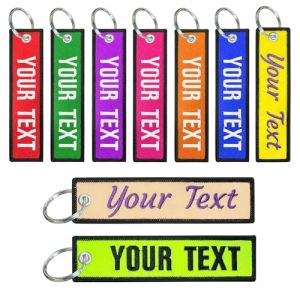 Porte-cl&eacute;s personnalis&eacute;s, Porte-cl&eacute; moto avec texte/num&eacute;ro brod&eacute; recto verso, porte-cl&eacute;s unisexe personnalis&eacute; pour chambres de motards et voitures (Bordure noire) (Pluimchunqi, neuf)