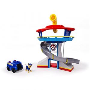 LA Pat' Patrouille – Quartier GÉNÉRAL Pat' Patrouille – Playset Complet avec Tour de contrôle, Toboggan, Ascenseur, Figurine et Véhicule Pat' Patrouille Chase – 6022632 – Jouet Enfant 3 Ans et + (Vectora, neuf)