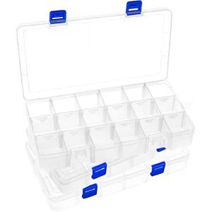 DARUITE Boite Rangement Plastique Compartiment, Boite Compartiment, Petite Boîte de Rangement Transparente Boite Plastique pour Perles, Boucles Doreilles, Outils, Crochet de Pêche, 18Grids-3PCS (DFT TECHNOLOGY CO, neuf)