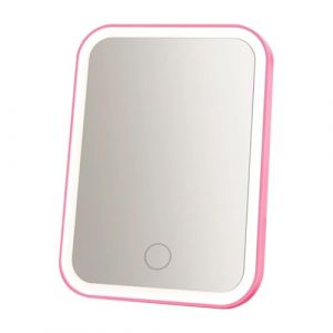 Yominerr Miroir de Courtoisie &agrave; LED avec Lumi&egrave;res, Miroir de Bureau Portable, Rechargeable par USB, Rose (wmqiao, neuf)