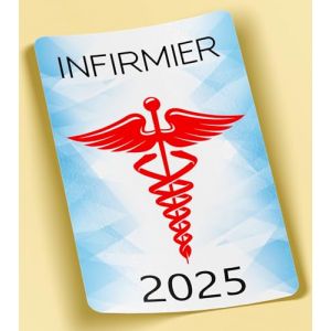SC ® - Sticker/Autocollant - Vignette Caducée 2025 - Infirmier - Type de Pose Vitrophanie* (S'applique sur Le Pare-Brise à l'intérieur du véhicule) (S-C, neuf)