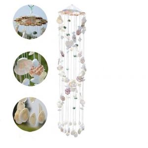 Tikwisdom Carillon éolien en coquillage, fait à la main, à suspendre à l'intérieur ou à l'extérieur, spirale colorée, hauteur de suspension de 80 cm (Tikwisdom, neuf)