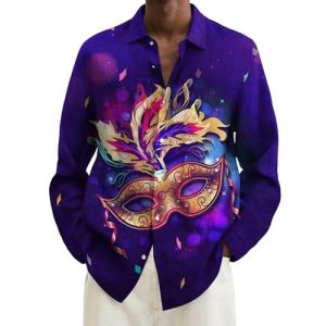 Chemise à Paillettes Homme Grande Taille Orange Argenté, Col Officier, Déguisement Hippie Disco Années 80 - 7XL (IHUAE, neuf)