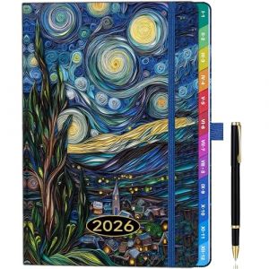 Agenda semainier vertical 2026 A5 &ndash; Vue semaine Janv.&ndash;D&eacute;c. &ndash; Couverture souple en simili cuir &ndash; Avec stylo, marque-pages et pochette &ndash; Id&eacute;al femmes, &eacute;tudiants, bureau, maison ou famille (ZT BenYu, neuf)